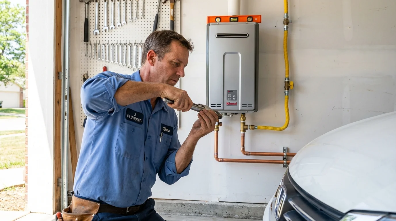 Tankless water heater installation by a Johns Plumbing LLC plumber in Highlands
